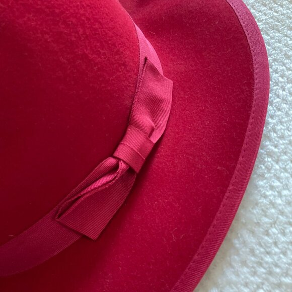 NWOT Free People Beau Red Hipster Hat 100% Wool Casual Hippie Brimmed Band O/S - Picture 5 of 6